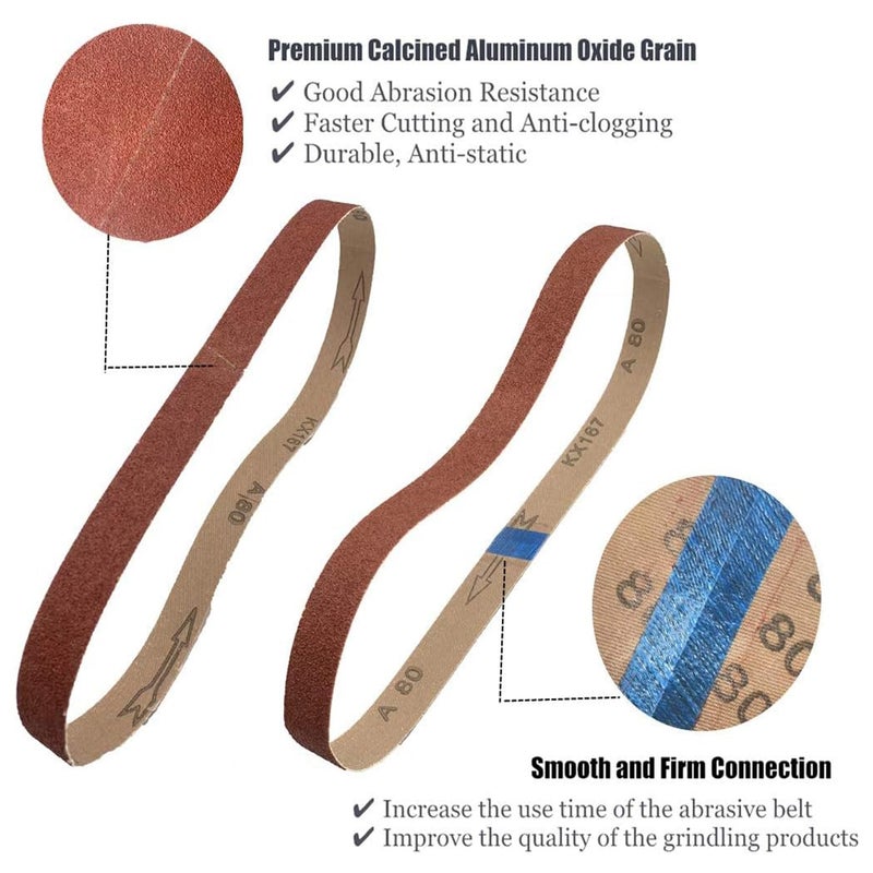 SHUTTLE GENIUS 1/2 X 18 Inch Sanding Belt Sandpaper, 80 Grit Aluminum Oxide Air File Sanding Belts 80 Grit, 24 Pack(1/2x18in,80 Grit) - Image 3